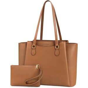 Women 15.6 Inch Work Tote Bags Waterproof Camel